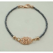 Bracelet (Hematite dark-grey/925 Silver rose gold-plated)